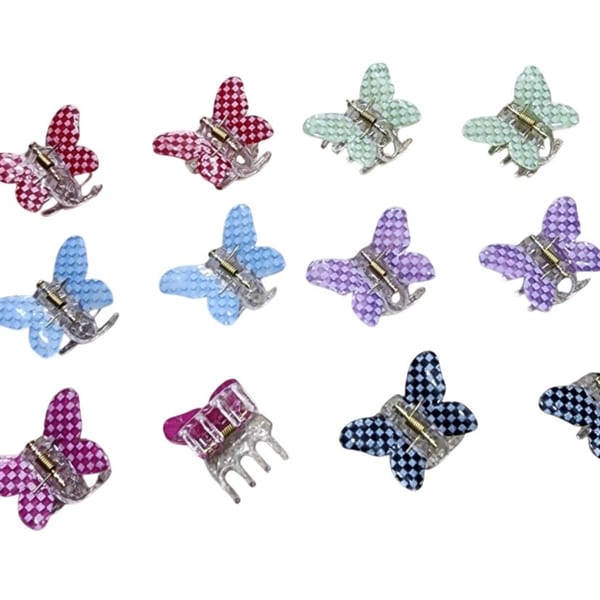 Broches para el pelo con forma de mariposa y diseño cuadriculado en varios colores