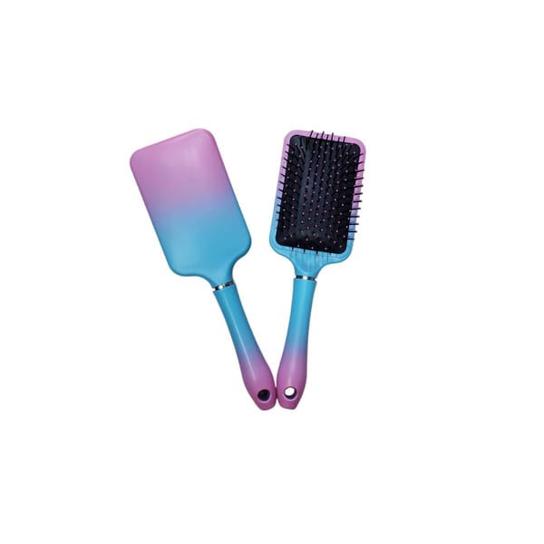 Cepillo de pelo tipo paleta con diseño degradé rosa y azul