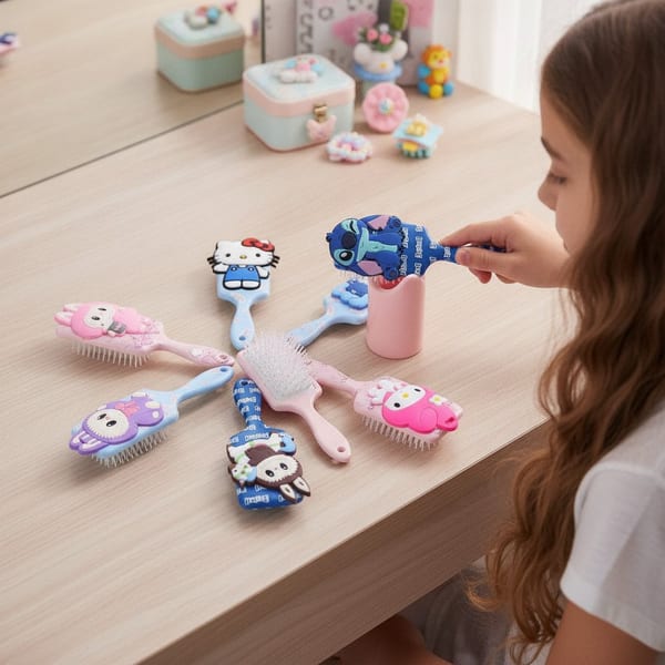 Colección de cepillos para el pelo con estampados de personajes animados en colores surtidos