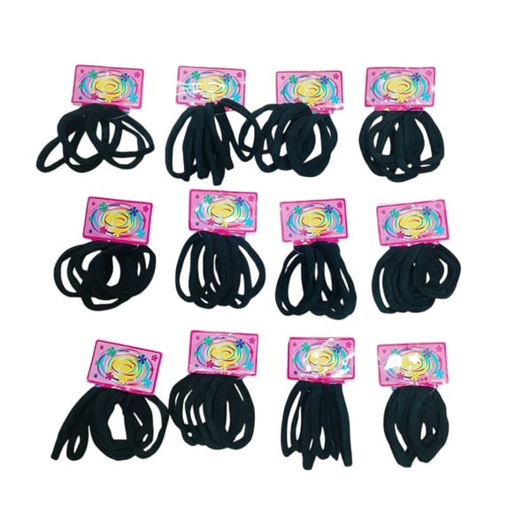Tarjetas con colitas elásticas para el pelo de color negro