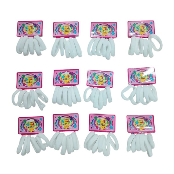 Tarjetas exhibidoras con colitas elastizadas para el pelo de color blanco