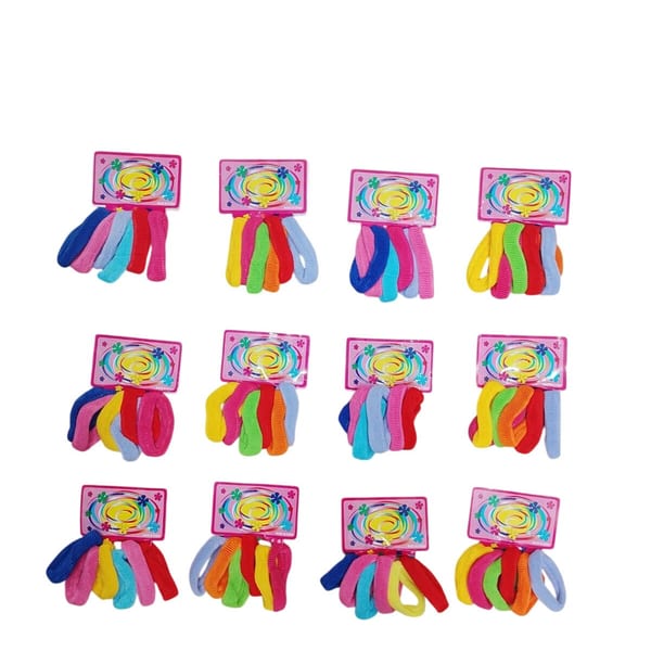 Docena de tarjetas con colitas de pelo elásticas en colores surtidos