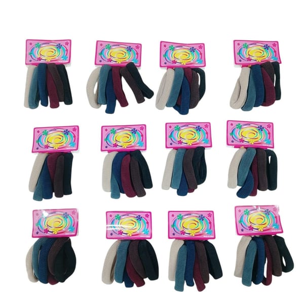 Docena de tarjetas con colitas para el pelo elastizadas morley en varios colores