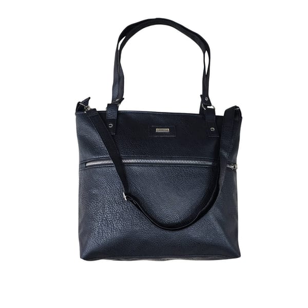Cartera de hombro de eco cuero negro con cierre frontal y correa desmontable