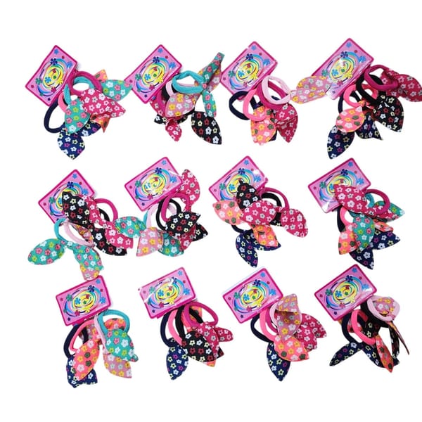 Tarjetas con colitas para el pelo con moño estilo orejitas con estampado floral surtido