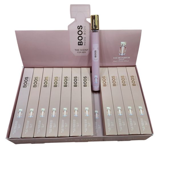 Caja exhibidora con perfumes en tubo Boos For Her de 35 ml