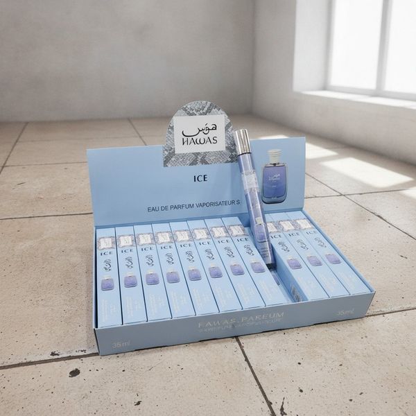 Caja exhibidora de perfumes Hawas Ice de 35 ml en spray