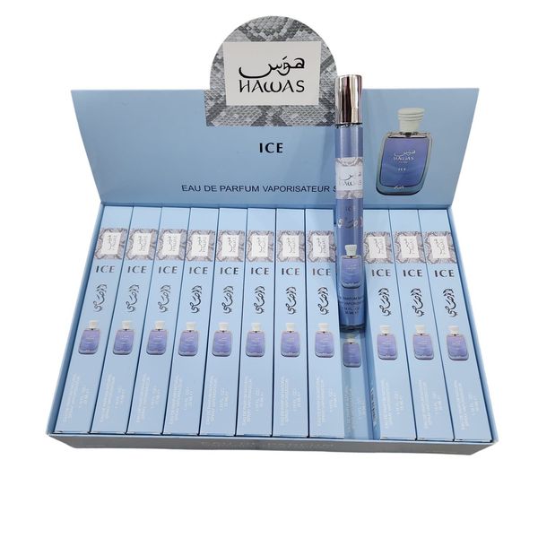 Caja exhibidora de perfumes Hawas Ice de 35 ml en spray