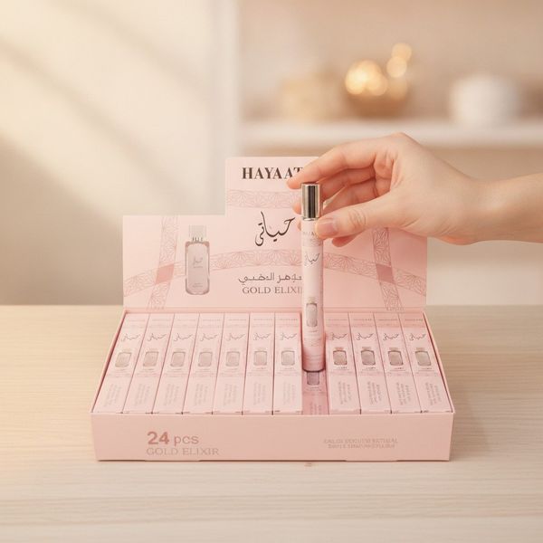 Exhibidor de perfume Hayaati Gold Elixir de 35 ml en frascos individuales