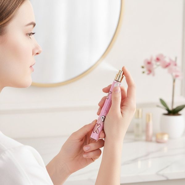 Caja exhibidora de perfumes rosa marca Pink en spray de 35 ml