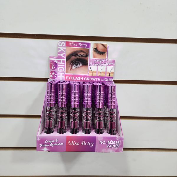 Exhibidor con frascos de sérum líquido para crecimiento de pestañas Miss Betty Sky High