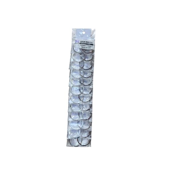 Tira de aros tipo argolla metálicos plateados de 3 cm