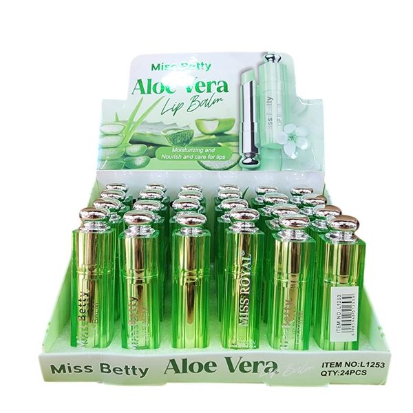 Caja exhibidora de bálsamos labiales humectantes de Aloe Vera