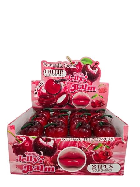 Caja exhibidora con 24 bálsamos labiales en forma de cereza Romantic Sweet