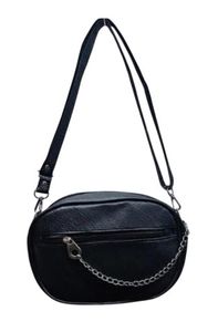 Bandolera Negra con Cadena en bolsillo