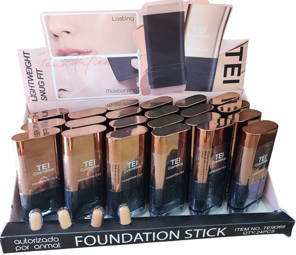 Caja exhibidora de bases de maquillaje en barra TEI Cosmética Foundation Stick por 24 unidades