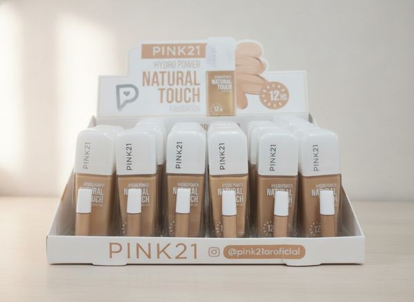 Exhibidor mayorista con bases de maquillaje líquidas Pink21 Hydro Power Natural Touch