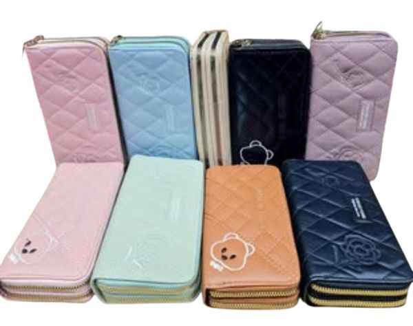 Billeteras de mujer matelassé con cierre en varios colores
