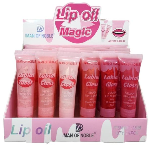 Caja exhibidora de 24 brillos labiales Lip Oil Magic de Iman of Noble