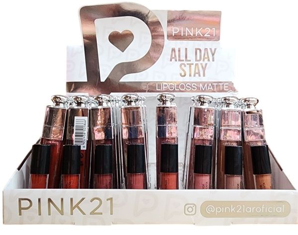 Caja exhibidora de brillo labial matte Pink21 All Day Stay