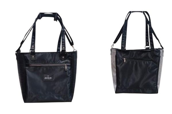 Cartera tote de hombro negra con bolsillos con cierre marca Adrib