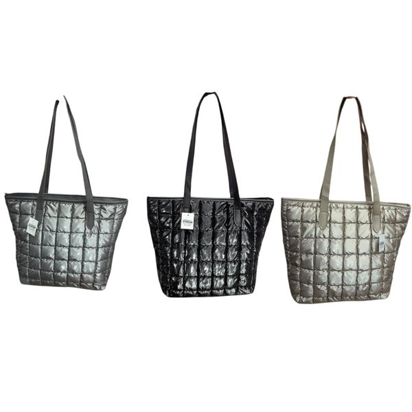 Carteras de hombro infladas estilo puffer matelassé en colores negro, gris y beige