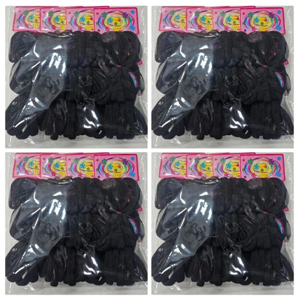 Paquete de colitas elásticas para el pelo de color negro sobre tarjeta exhibidora