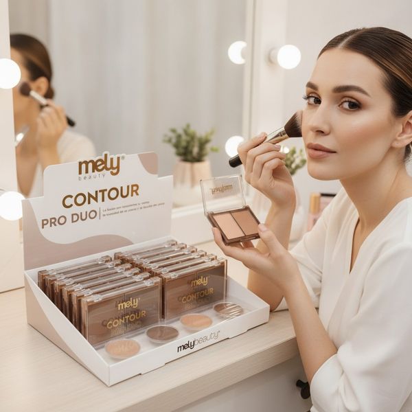 Exhibidor de maquillaje con paletas de contorno facial Contour Pro Duo Mely Beauty