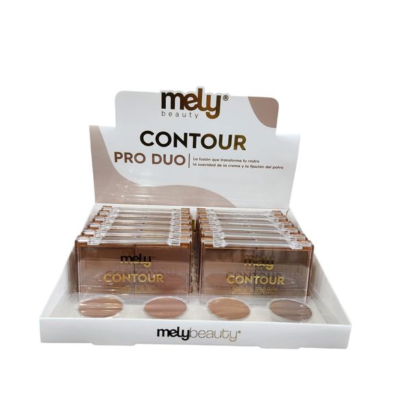 Exhibidor de maquillaje con paletas de contorno facial Contour Pro Duo Mely Beauty