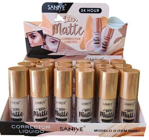 Caja exhibidora con correctores líquidos Saniye Keep Matte 24 Hour en tonos surtidos