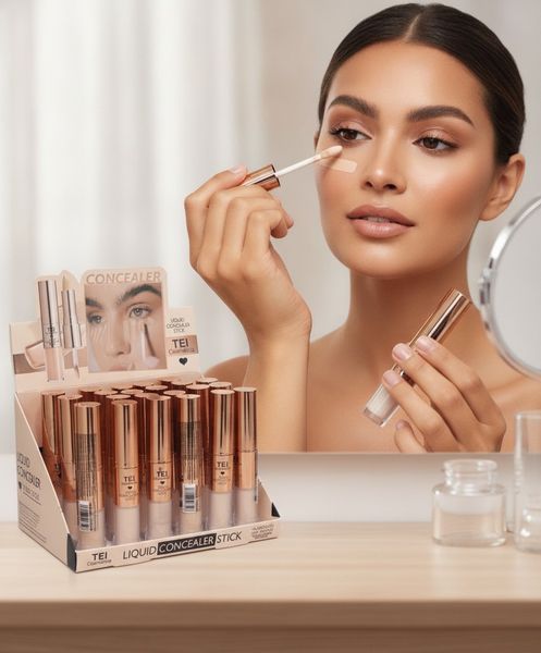 Caja exhibidora con correctores líquidos en stick TEI Cosmética