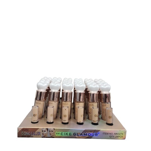 Caja exhibidora de correctores líquidos mate Meike Glamour con tapas de corazón