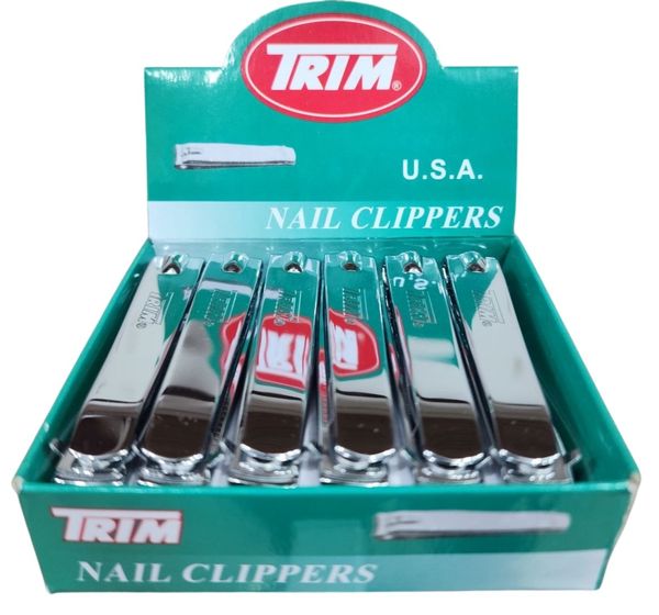 Caja exhibidora verde de corta uñas metálicos marca TRIM
