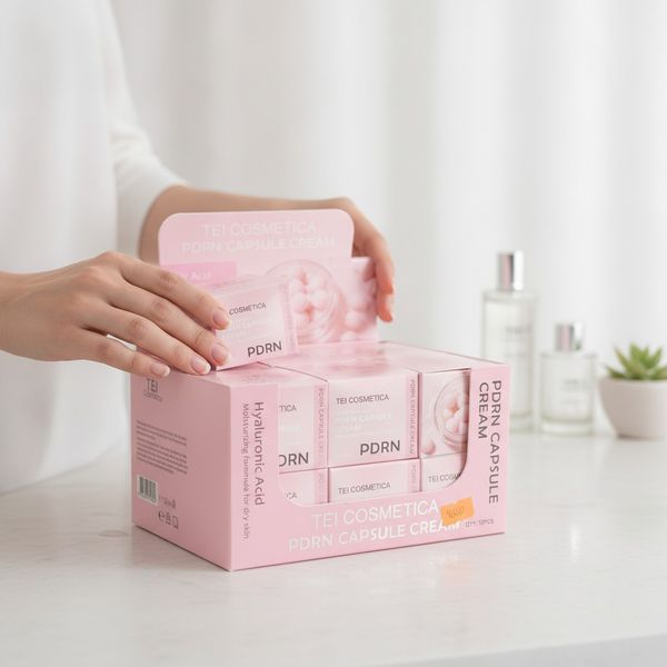 Caja exhibidora de crema facial PDRN Tei Cosmética por 12 unidades