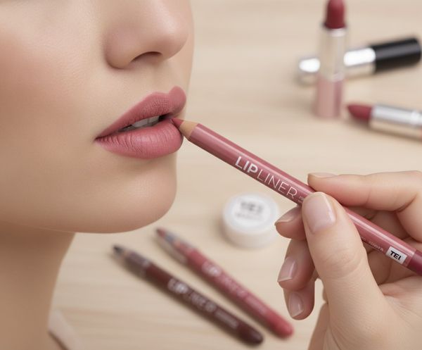 Caja exhibidora con delineadores de labios marca TEI en tonos surtidos