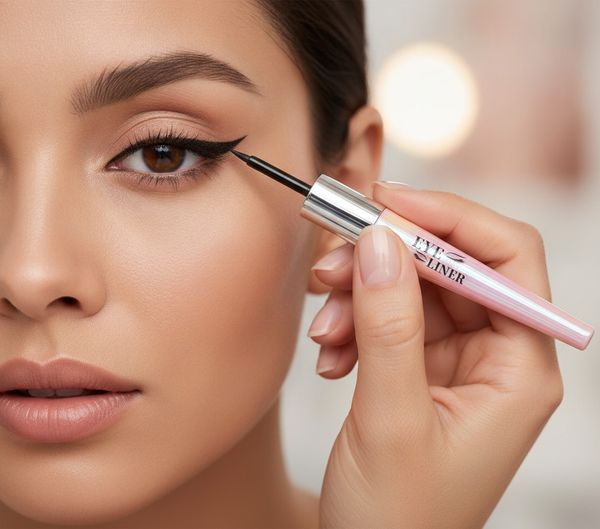 Exhibidor con delineadores líquidos para ojos Meike Glamour de empaque rosa holográfico