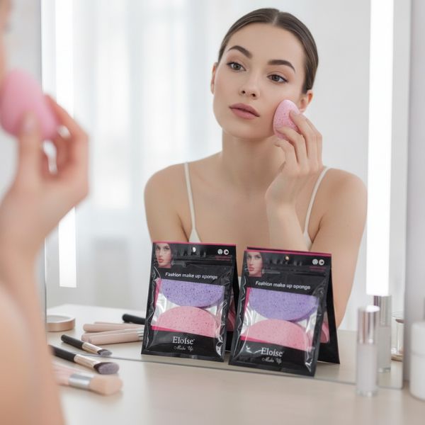 Paquetes de esponjas de maquillaje Eloíse en colores rosa y violeta