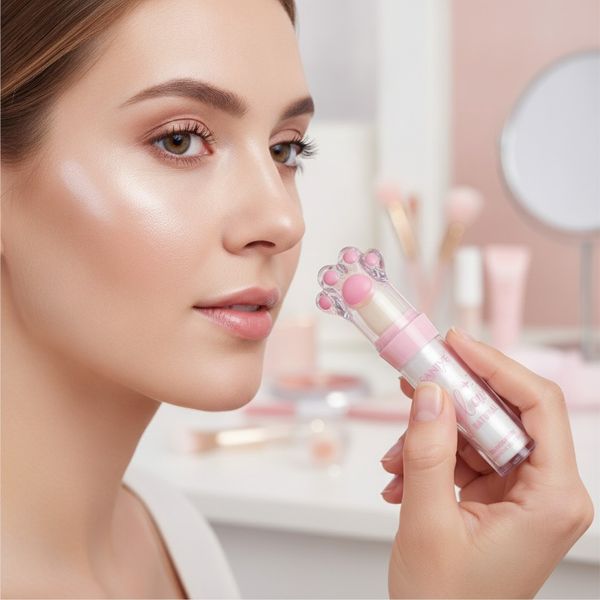 Caja exhibidora de iluminadores faciales Saniye con aplicador de esponja y tapa en forma de garra