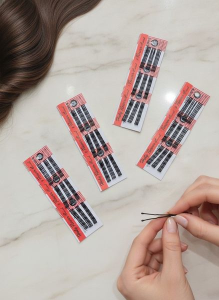 Tarjetas con invisibles negros para peinado de cabello