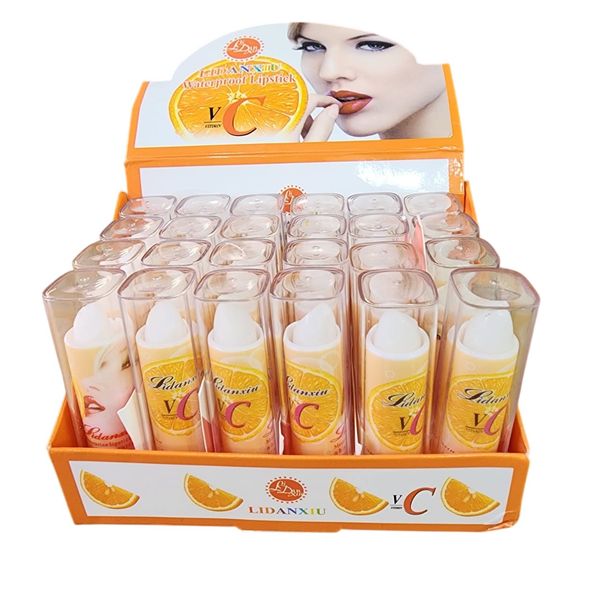 Caja exhibidora con labiales humectantes Vitamina C de la marca Lidanxiu