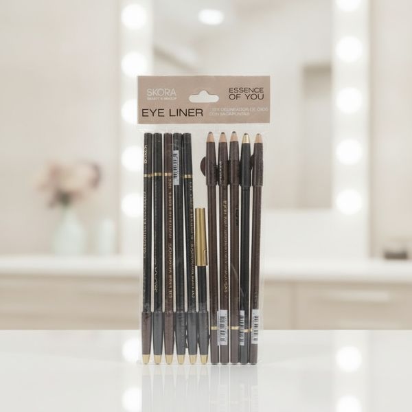 Paquete de lápices delineadores de ojos Skora waterproof con capuchón sacapuntas