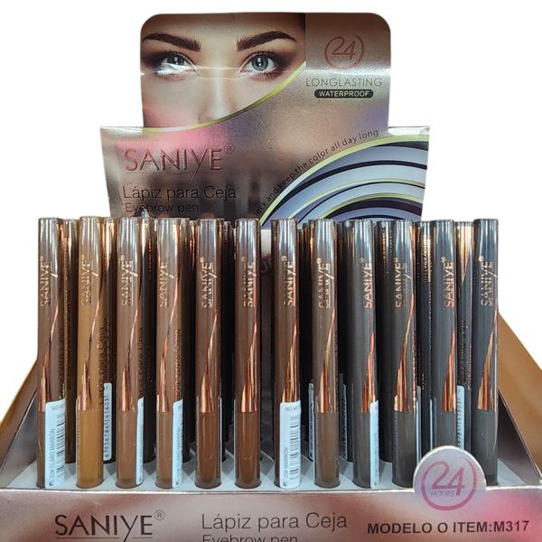 Exhibidor de lápices para cejas marca Saniye modelo M317 en distintos tonos marrón