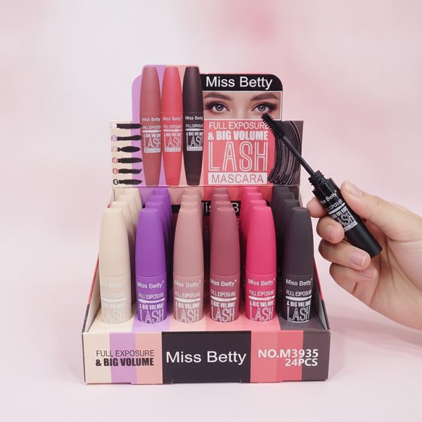 Caja exhibidora con 24 máscaras de pestañas Miss Betty Lash Mascara Full Exposure y Big Volume