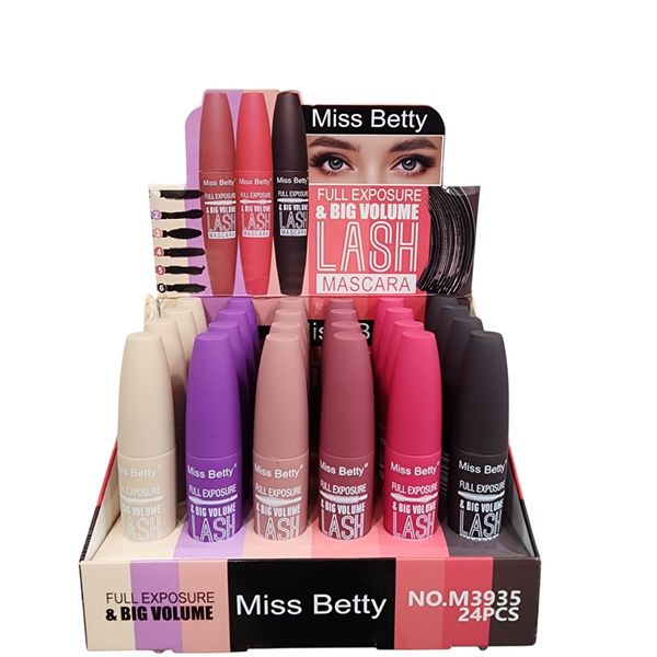 Caja exhibidora con 24 máscaras de pestañas Miss Betty Lash Mascara Full Exposure y Big Volume