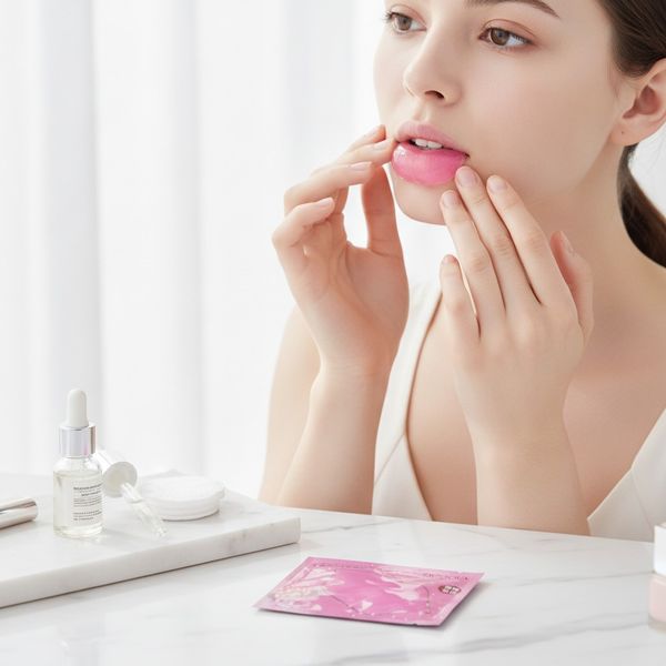 Sobre rosa de mascarilla hidratante de colágeno para labios marca Bioaqua