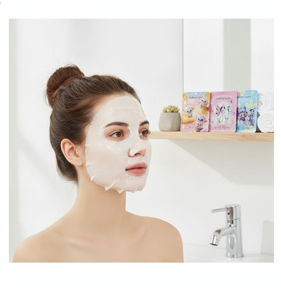 Surtido de doce sachets de mascarillas faciales Kakaziyan con distintos diseños animados de personajes