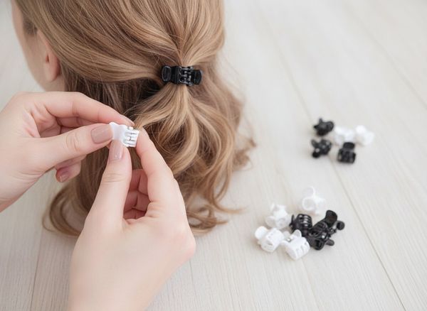 Bolsas con mini broches para el pelo en colores blanco y negro