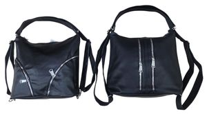 Mochila Cartera Negra Cierres