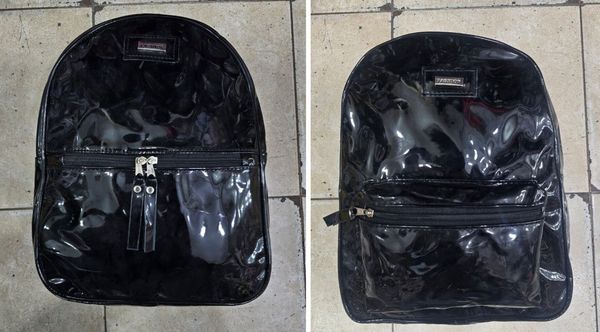 Mochila Charol Negra Fashion x2