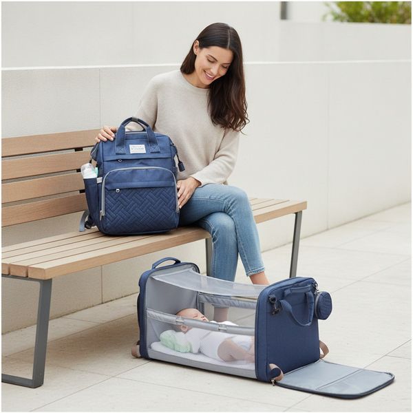 Mochila maternal desplegable en cuna portátil para bebé